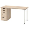 IKEA LAGKAPTEN ЛАГКАПТЕН / ALEX АЛЕКС Письмовий стіл, під білений дуб / білий, 140x60 см 19432023 194.320.23