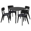 IKEA LISABO / LISABO Стіл та 4 стільці, чорний / тальміра чорний / сірий, 105 см 79554907 795.549.07