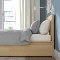 IKEA MALM МАЛЬМ Ліжко з 2 шухлядами, шпон дуба білений / Luröy, 90x200 см 59132310 | 591.323.10