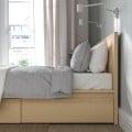 IKEA MALM МАЛЬМ Ліжко двоспальне з 4 шухлядами, шпон дуба білений / Lindbåden, 180x200 см 99495016 994.950.16