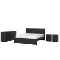 IKEA MALM МАЛЬМ Набір меблів для спальні 4 шт, чорно-коричневий, 140x200 см 29495152 | 294.951.52
