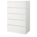 IKEA MALM МАЛЬМ Комод, 6 ящиків, білий, 80x123 см 60403602 | 604.036.02
