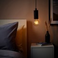 IKEA MARKFROST / LUNNOM МАРКФРОСТ / Підвісний світильник із лампочкою, мармур чорний / сфера прозора 79494447 794.944.47