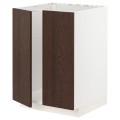 IKEA METOD МЕТОД Підлогова шафа для мийки, білий / Sinarp коричневий, 60x60 см 99462935 994.629.35