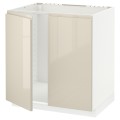 IKEA METOD МЕТОД Підлогова шафа для мийки, білий / Voxtorp глянцевий світло-бежевий, 80x60 см 59455908 594.559.08