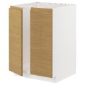 IKEA METOD підлогова шафа для мийки+2 дверцят, білий / Voxtorp імітація дуб, 60x60 см 89538318 895.383.18