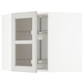IKEA METOD МЕТОД Кутова настінна шафа з каруселлю / скляні двері, білий / Lerhyttan світло-сірий, 68x60 см 29274481 292.744.81