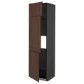 IKEA METOD МЕТОД Висока шафа для холодильника / морозильника / 3 дверцят, чорний / Sinarp коричневий, 60x60x220 см 09468809 094.688.09