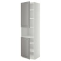 IKEA METOD МЕТОД Вис шафа для НВЧ / 2 дверцят / полиці, білий / Bodbyn сірий, 60x60x220 см 59456620 | 594.566.20