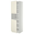 IKEA METOD МЕТОД Вис шафа для НВЧ / 2 дверцят / полиці, білий / Bodbyn кремовий, 60x60x200 см 79454502 794.545.02