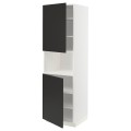 IKEA METOD МЕТОД Вис шафа для НВЧ / 2 дверцят / полиці, білий / Nickebo матовий антрацит, 60x60x200 см 59497569 594.975.69