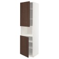 IKEA METOD МЕТОД Вис шафа для НВЧ / 2 дверцят / полиці, білий / Sinarp коричневий, 60x60x220 см 49469901 | 494.699.01
