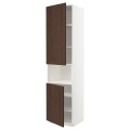 IKEA METOD МЕТОД Вис шафа для НВЧ / 2 дверцят / полиці, білий / Sinarp коричневий, 60x60x240 см 69468095 | 694.680.95
