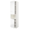 IKEA METOD МЕТОД Вис шафа для НВЧ / 2 дверцят / полиці, білий / Voxtorp глянцевий / білий, 60x60x240 см 89455469 | 894.554.69