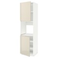 IKEA METOD МЕТОД Висока шафа для духовки / 2 дверцят / полиці, білий / Voxtorp глянцевий світло-бежевий, 60x60x220 см 19455161 194.551.61