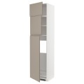 IKEA METOD МЕТОД Висока шафа для холодильника з 3 дверима, білий / Upplöv матовий темно-бежевий, 60x60x240 см 19492366 194.923.66