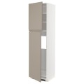 IKEA METOD МЕТОД Висока шафа для холодильника, білий / Upplöv матовий темно-бежевий, 60x60x220 см 99492555 994.925.55