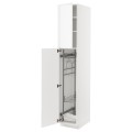 IKEA METOD МЕТОД Висока шафа з відділенням для аксесуарів для прибирання, білий / Ringhult світло-сірий, 40x60x220 см 79464539 794.645.39