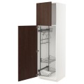 IKEA METOD МЕТОД Висока шафа з відділенням для аксесуарів для прибирання, білий / Sinarp коричневий, 60x60x200 см 69456785 | 694.567.85