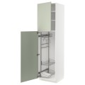 IKEA METOD МЕТОД Висока шафа з відділенням для аксесуарів для прибирання, білий / Stensund світло-зелений, 60x60x220 см 29486483 | 294.864.83