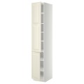 IKEA METOD МЕТОД Висока шафа з полицями / 2 дверцят, білий / Bodbyn кремовий, 40x60x220 см 69463470 694.634.70