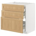 IKEA METOD / MAXIMERA Шафа для варильної панелі / 3 шухляди, білий / дуб Forsbacka, 80x60 см 59509218 595.092.18