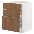 IKEA METOD / MAXIMERA Шафа для варильної панелі / 3 шухляди, білий / Імітація коричневого горіха, 60x60 см 69519721 695.197.21