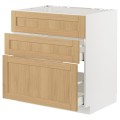 IKEA METOD / MAXIMERA Підлогова шафа для варочні панелі / витяжка з шухлядою, білий / дуб Forsbacka, 80x60 см 49509110 495.091.10