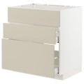 IKEA METOD МЕТОД / MAXIMERA МАКСІМЕРА Підлогова шафа для варочні панелі / витяжка з шухлядою, білий / Havstorp бежевий, 80x60 см 89426575 894.265.75