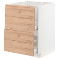 IKEA METOD МЕТОД / MAXIMERA МАКСІМЕРА Підлогова шафа під мийку з шухлядами, білий / Voxtorp імітація дуб, 60x60 см 79402933 794.029.33
