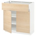 IKEA METOD МЕТОД / MAXIMERA МАКСІМЕРА Шафа підлогова з ящиком / 2 дверцятами, білий / Askersund візерунок світлий ясен, 80x37 см 09454925 094.549.25