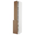 IKEA METOD / MAXIMERA Висока шафа 3 шухляди / 1 двері / 2 полиці, білий / Імітація коричневого горіха, 40x60x240 см 19518917 195.189.17