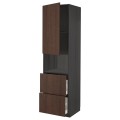 IKEA METOD МЕТОД / MAXIMERA МАКСІМЕРА Висока шафа для мікрохвильової печі з дверима / 2 шухляди, чорний / Sinarp коричневий, 60x60x220 см 19457023 | 194.570.23