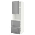 IKEA METOD МЕТОД / MAXIMERA МАКСІМЕРА Висока шафа для мікрохвильової печі з дверима / 2 шухляди, білий / Bodbyn сірий, 60x60x200 см 29468969 | 294.689.69
