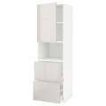 IKEA METOD МЕТОД / MAXIMERA МАКСІМЕРА Висока шафа для мікрохвильової печі з дверима / 2 шухляди, білий / Ringhult світло-сірий, 60x60x200 см 79464718 794.647.18