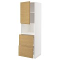 IKEA METOD / MAXIMERA висока шафа для мікрох печі, 2 шухл, білий / Voxtorp імітація дуб, 60x60x200 см 29538694 295.386.94