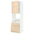 IKEA METOD МЕТОД / MAXIMERA МАКСІМЕРА Висока шафа для духовки з дверима / шухлядами, білий / Askersund візерунок світлий ясен, 60x60x200 см 39455424 394.554.24
