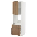 IKEA METOD / MAXIMERA Висока шафа для духовки з дверима / шухлядами, білий / Імітація коричневого горіха, 60x60x200 см 59519024 595.190.24