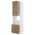 IKEA METOD / MAXIMERA Висока шафа для духовки з дверима / шухлядами, білий / Імітація коричневого горіха, 60x60x220 см 89519070 895.190.70