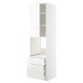 IKEA METOD МЕТОД / MAXIMERA МАКСІМЕРА Висока шафа для духовки з дверима / шухлядами, білий / Voxtorp глянцевий / білий, 60x60x220 см 19460638 194.606.38