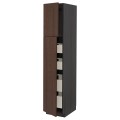 IKEA METOD МЕТОД / MAXIMERA МАКСІМЕРА Шафа висока 2 дверей / 4 шухляди, чорний / Sinarp коричневий, 40x60x200 см 59460523 | 594.605.23