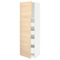 IKEA METOD МЕТОД / MAXIMERA МАКСІМЕРА Шафа висока 2 дверей / 4 шухляди, білий / Askersund візерунок світлий ясен, 60x60x200 см 29457598 294.575.98