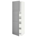 IKEA METOD МЕТОД / MAXIMERA МАКСІМЕРА Шафа висока 2 дверей / 4 шухляди, білий / Bodbyn сірий, 60x60x200 см 19465914 194.659.14