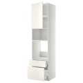 IKEA METOD МЕТОД / MAXIMERA МАКСІМЕРА Висока шафа для духовки / мікрохвильовки з дверима / 2 шухлядами, білий / Veddinge білий, 60x60x240 см 09458631 094.586.31