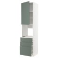 IKEA METOD МЕТОД / MAXIMERA МАКСІМЕРА Висока шафа для духовки, білий / Bodarp сіро-зелений, 60x60x240 см 09452243 094.522.43
