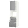IKEA METOD МЕТОД / MAXIMERA МАКСІМЕРА Висока шафа для духовки, білий / Bodbyn сірий, 60x60x220 см 49466436 494.664.36