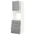 IKEA METOD МЕТОД / MAXIMERA МАКСІМЕРА Висока шафа для духовки, білий / Bodbyn сірий, 60x60x200 см 19462133 194.621.33