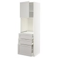 IKEA METOD МЕТОД / MAXIMERA МАКСІМЕРА Висока шафа для духовки, білий / Lerhyttan світло-сірий, 60x60x200 см 29455981 294.559.81