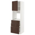 IKEA METOD МЕТОД / MAXIMERA МАКСІМЕРА Висока шафа для духовки, білий / Sinarp коричневий, 60x60x200 см 69457501 694.575.01