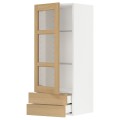 IKEA METOD / MAXIMERA Навісна шафа / 1 скляні двері / 2 шухляди, білий / дуб Forsbacka, 40x100 см 49509394 495.093.94
